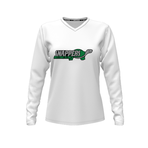 [FTLVCFWH-FYXS-LOGO1] Decker Comfort T-Shirt (Female Youth XS, White, V Neck, Logo 1, Long Sleeve)