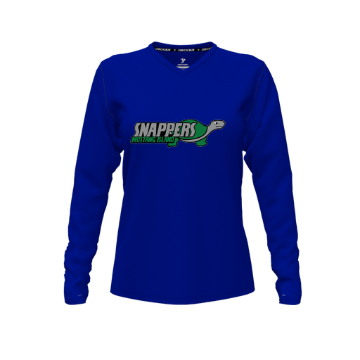 [FTLVCFRY-FYXS-LOGO1] Decker Comfort T-Shirt (Female Youth XS, Royal, V Neck, Logo 1, Long Sleeve)