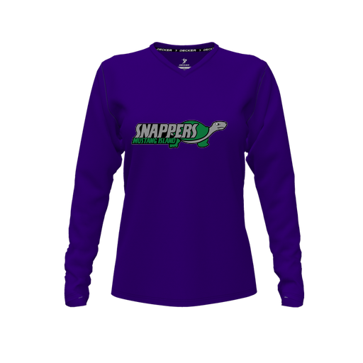 [CUS-DFW-TEES-PER-VNK-LSL-PUR-FYXS-LOGO1] Performance T-Shirt (Female Youth XS, Purple, V Neck, Logo 1, Long Sleeve)