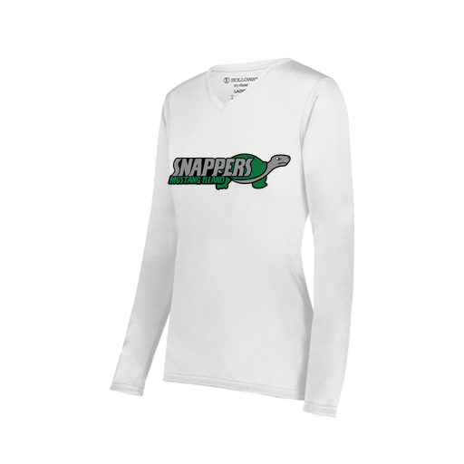 [222824.005.S-LOGO1] Ladies LS Smooth Sport Shirt (Female Adult S, White, Logo 1)